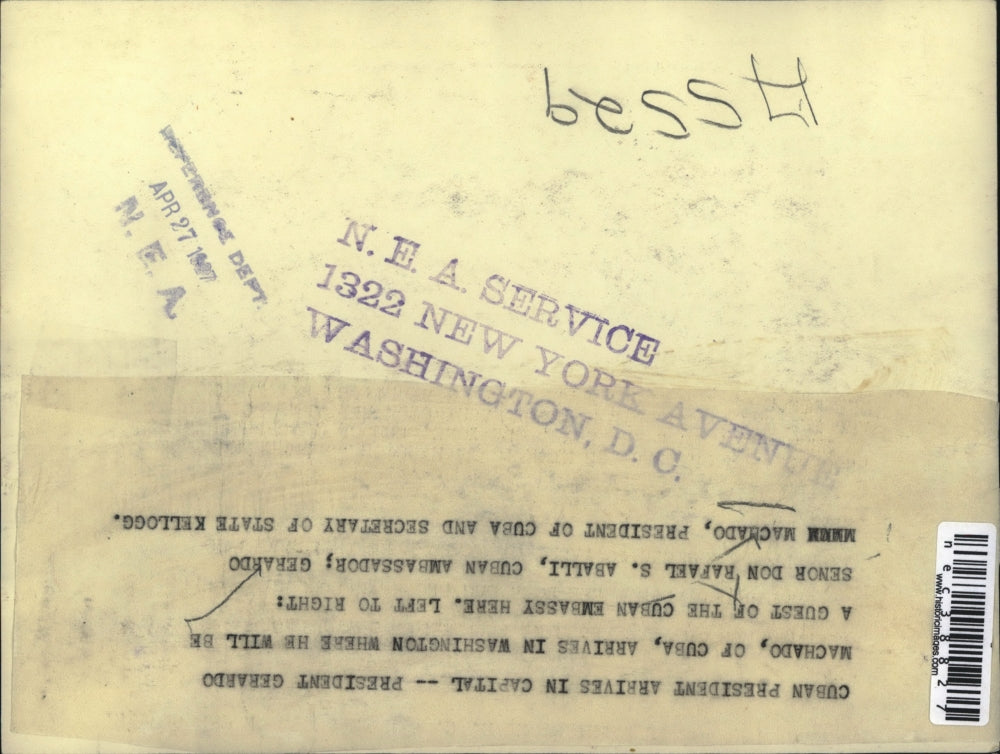 1927 Press Photo Cuban president, Gerardo Machado, arrives in Capital.