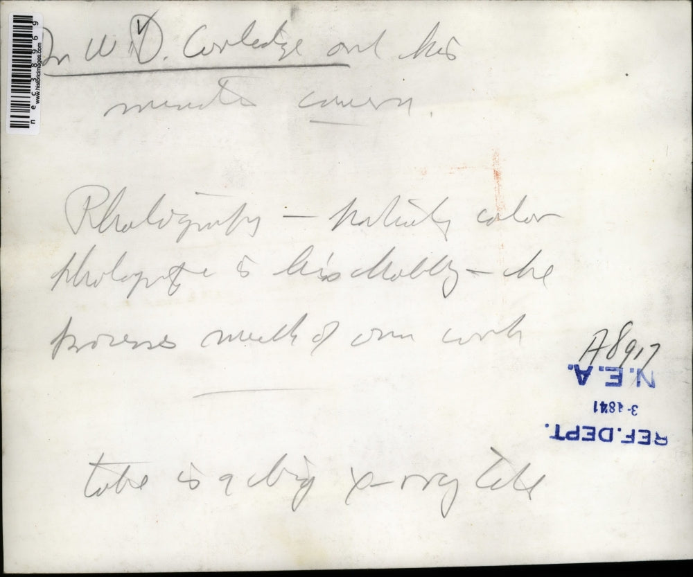 1941 Press Photo Dr W.D. Curledge