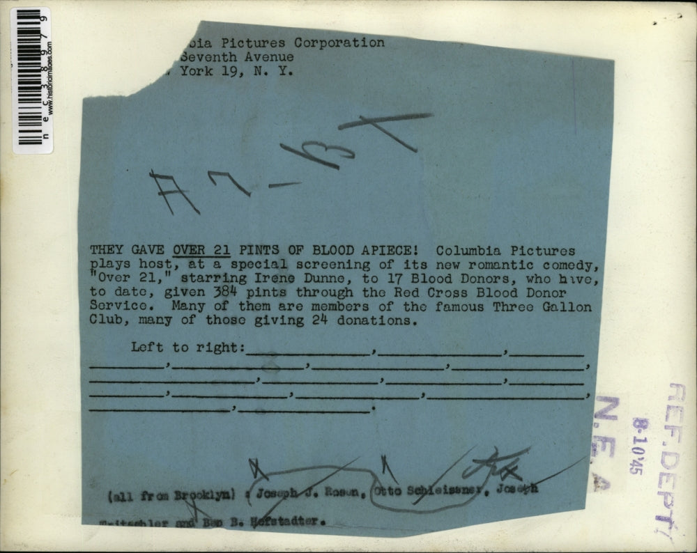 1945 Press Photo Red Cross blood donors, JJ Rosen, O Schleisner,J Fritschler