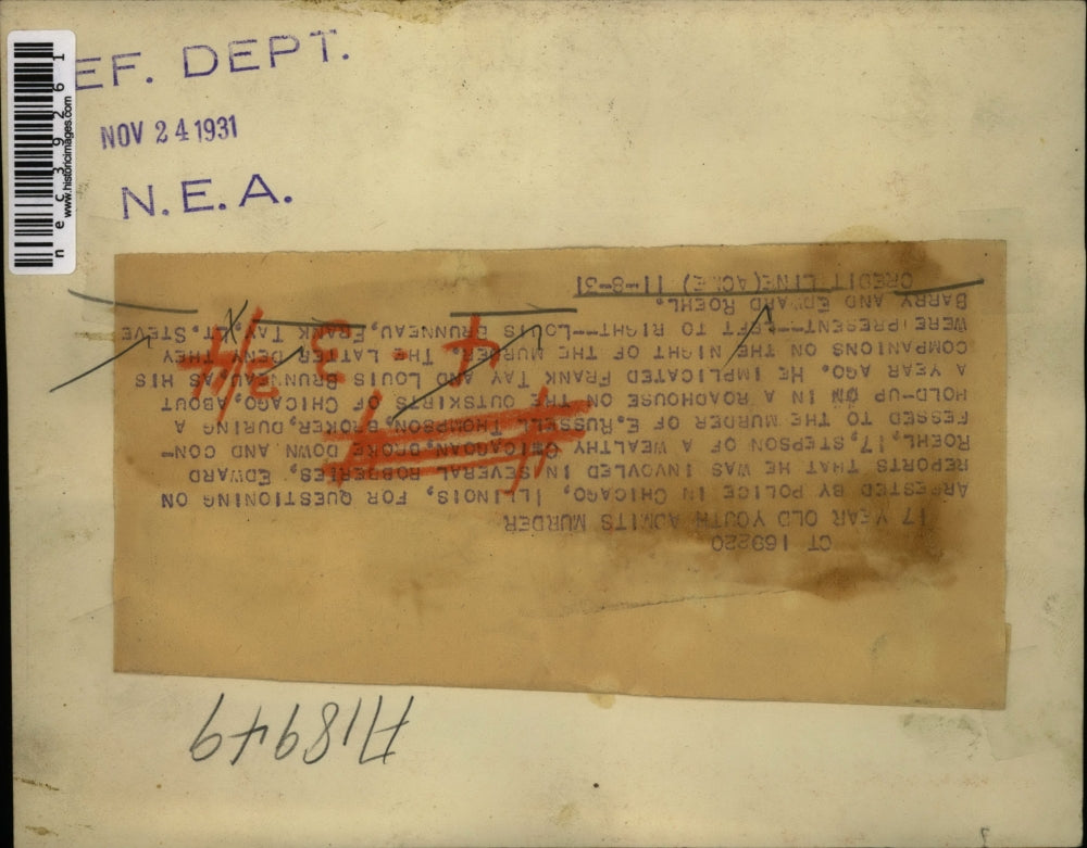 1931 Press Photo Edward Roehl Confesses To Murder Of E.Russell Thompson