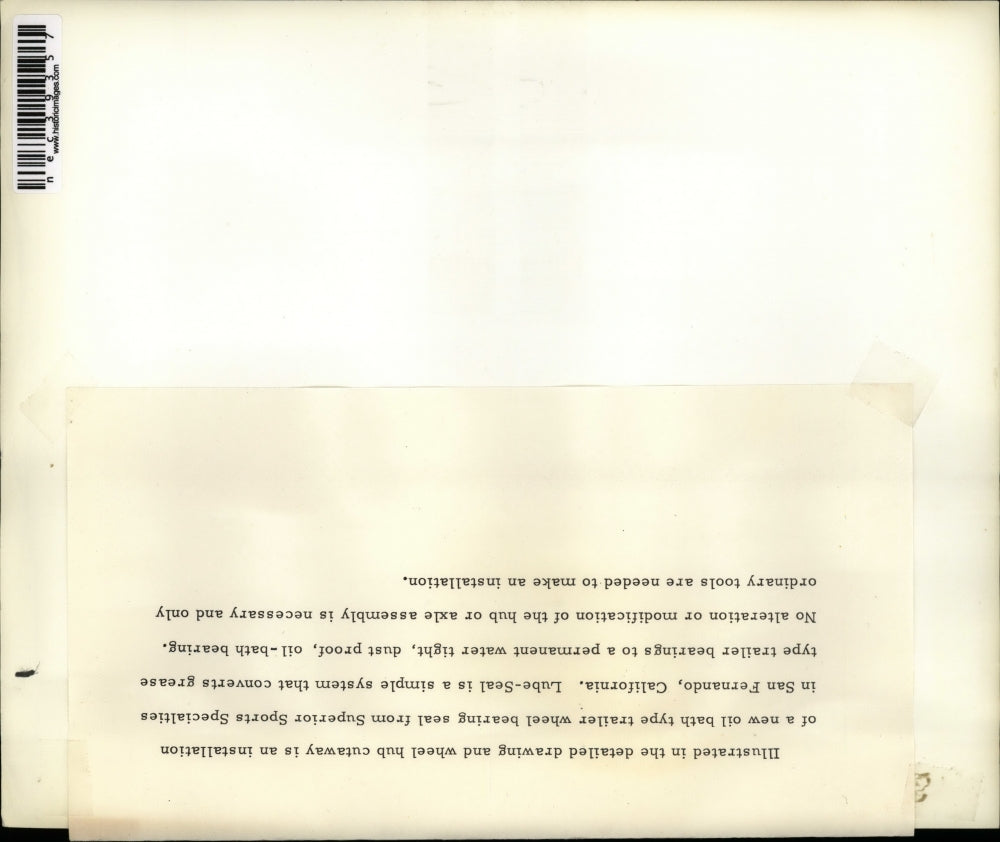 Press Photo Lube Seal filler plug & diagram for Superior Spots Spec Co.