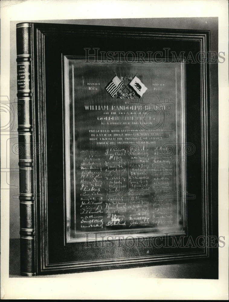 1937 Press Photo Book presented by his editors to William Randolph Hearst