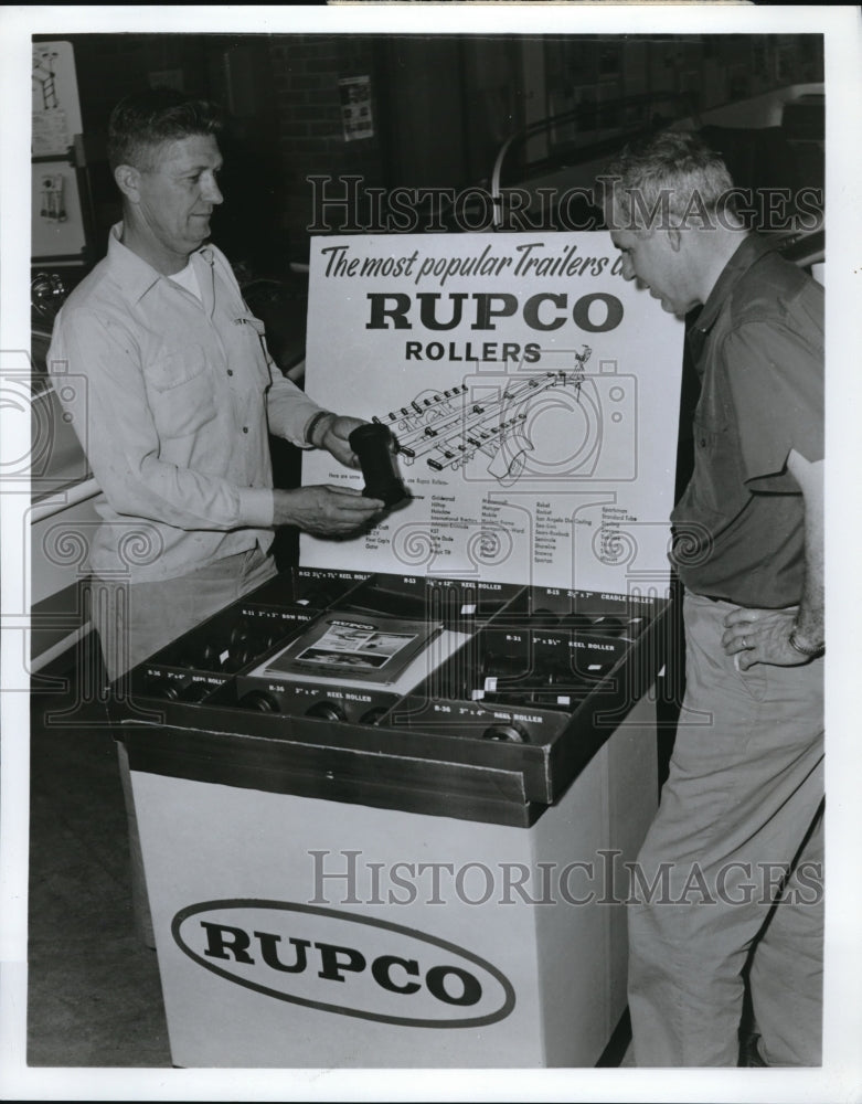 Load image into Gallery viewer, Press Photo Rupco Boat Trailer Roller Display Cleveland, Ohio
