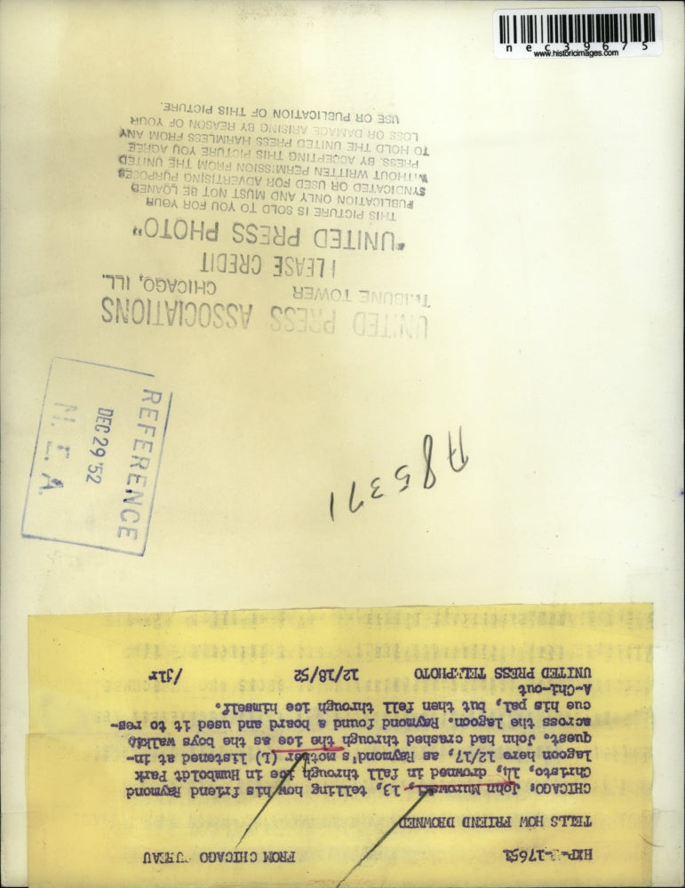 1952 Press Photo John Morowski Recounts How Raymond Christo Drowned - nec39675