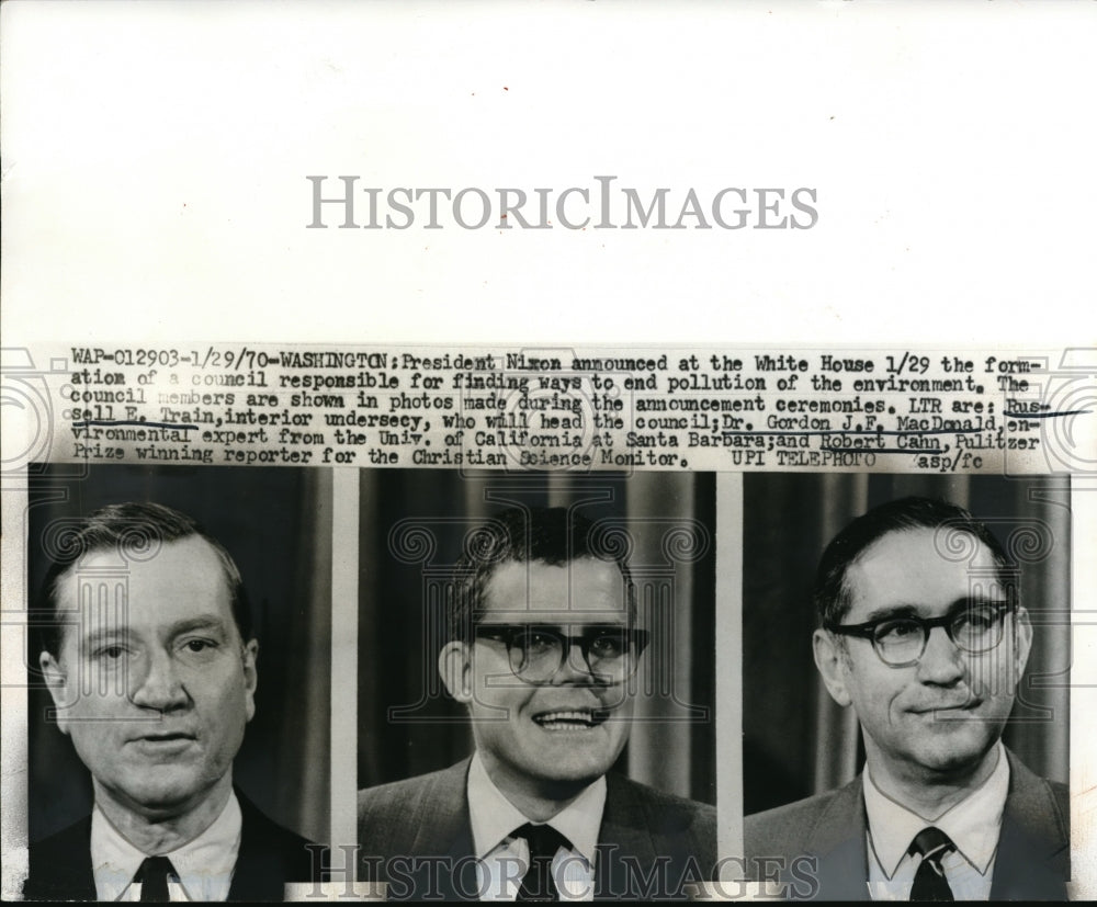 1970 Press Photo Council to end pollution, Dr. G. MacDonald, R.Cahn &amp; R.Train- Historic Images