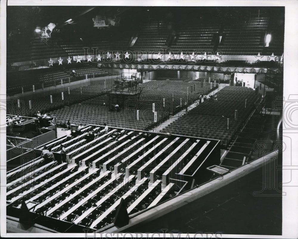 1956 Press Photo Chicago, Intl Ampitheater prep for Democratic Natl convention