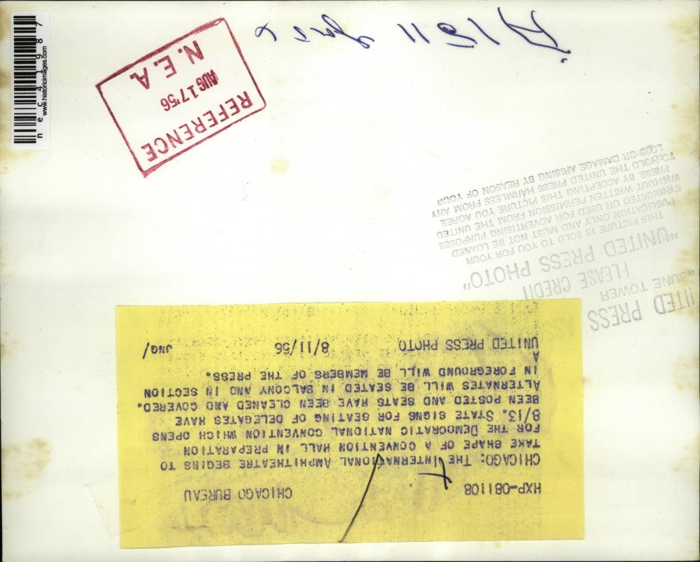 1956 Press Photo Chicago, Intl Ampitheater prep for Democratic Natl convention