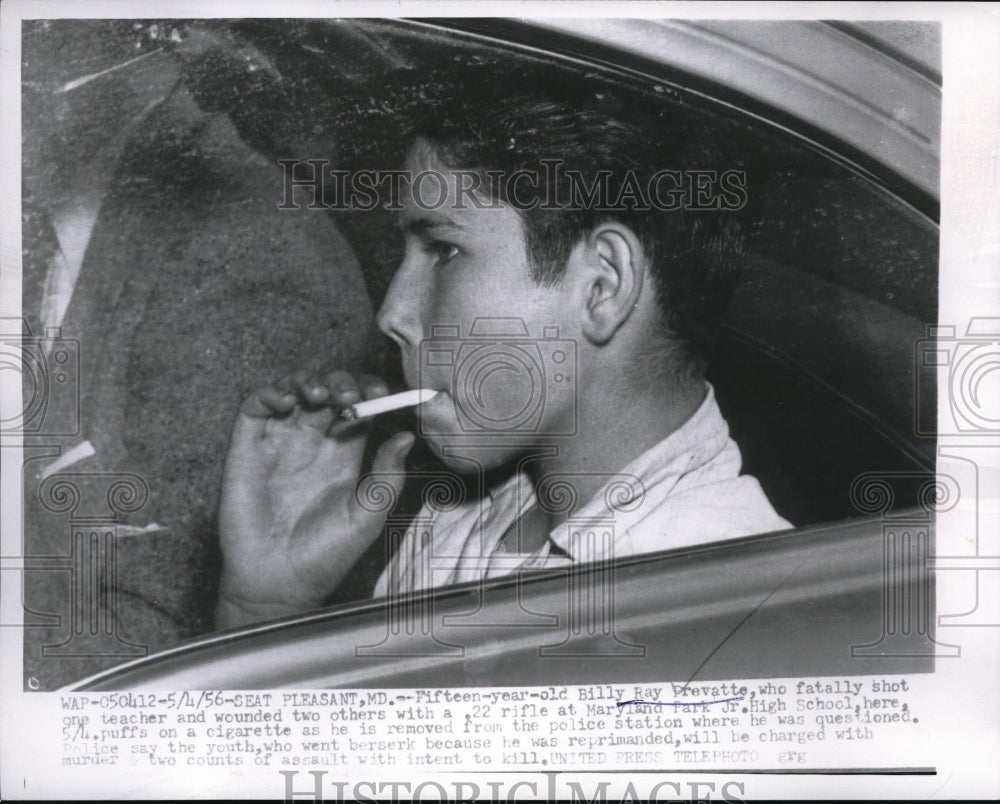 1956 Press Photo S Pleasant, Md Billy Ray Prevatte, shot a teacher to death
