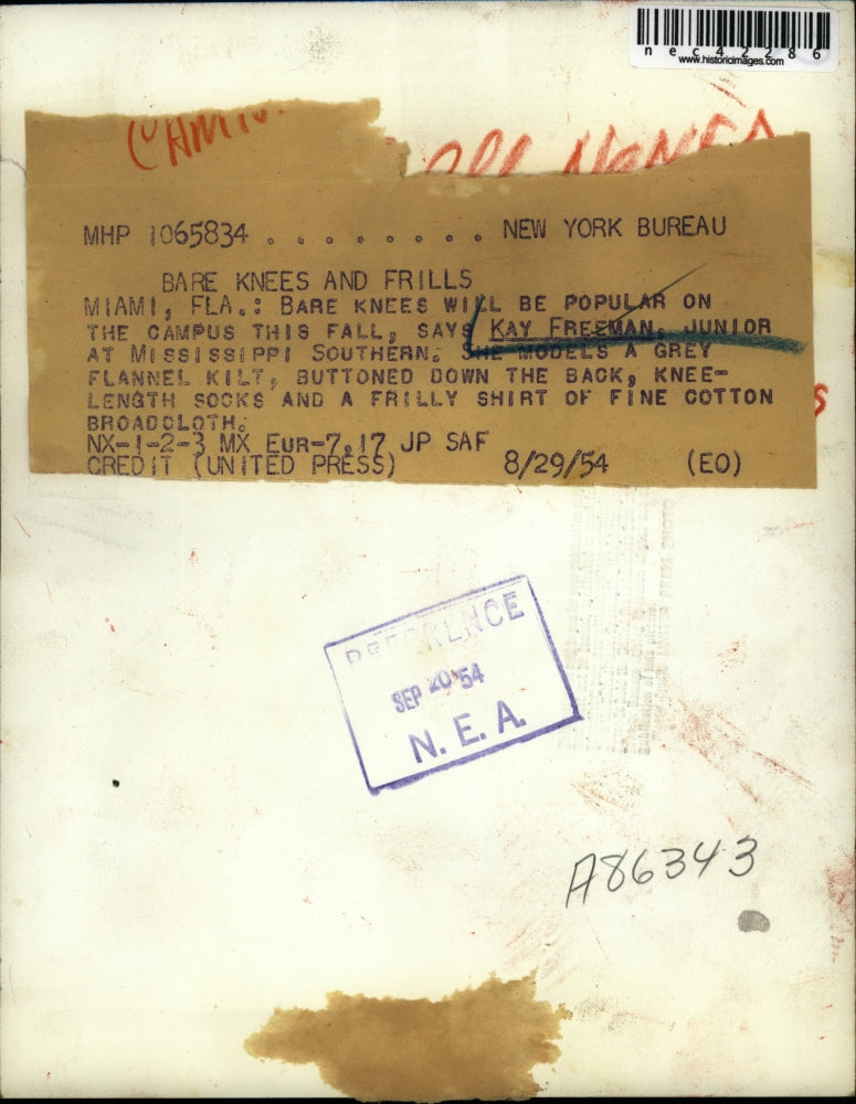 1954 Press Photo Kay Freeman Junior at Mississippi Southern