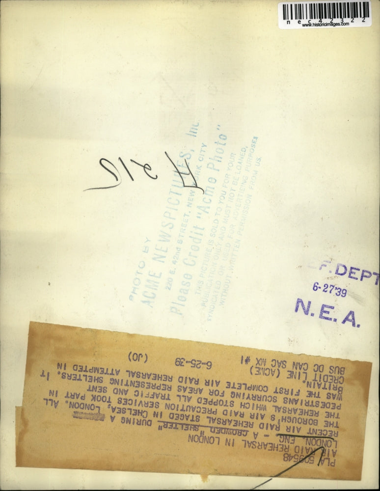 1939 Press Photo Crowded shelter during a recent Air Raid rehearsal - nec42322