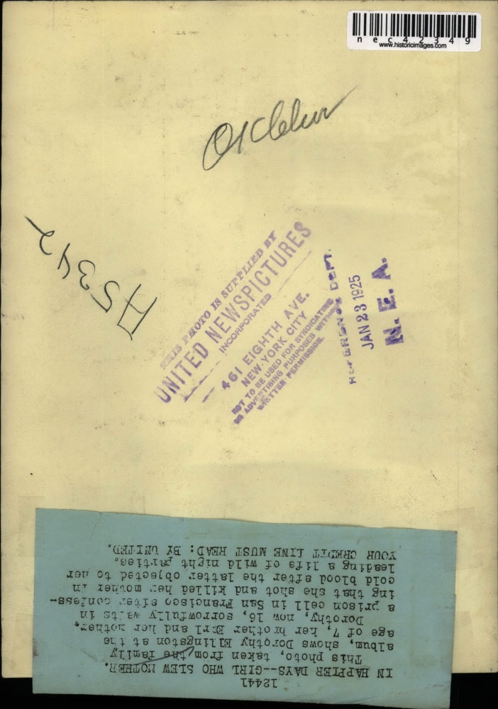 1925 Press Photo Dorothy Ellingston , age 7 & brother & mom