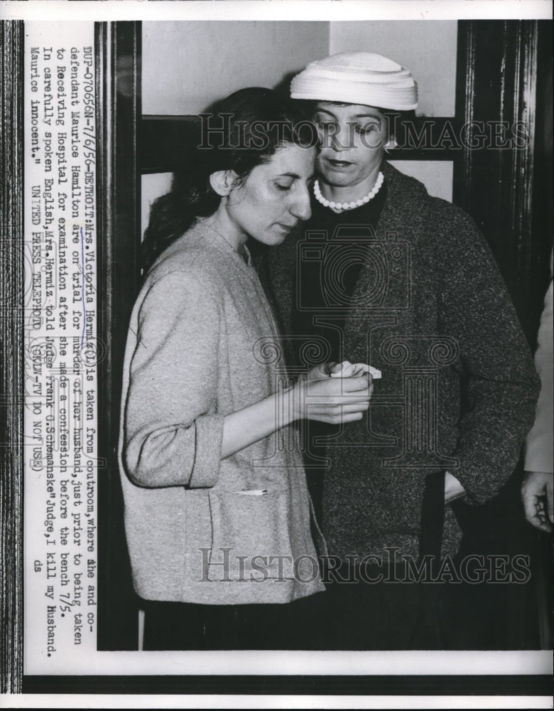 1956 Press Photo Mrs Victoria Hermiz With Maurice Hamilton Murder Trial