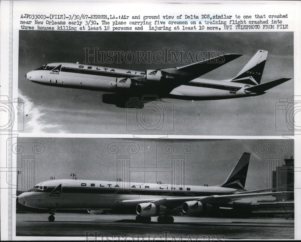 1967 Press Photo Air &amp; Ground View Of Delta DC8- Historic Images