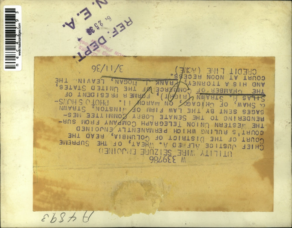 1936 Press Photo Silas Strawn former Chamber of Commerce pres & atty FJ Hogan