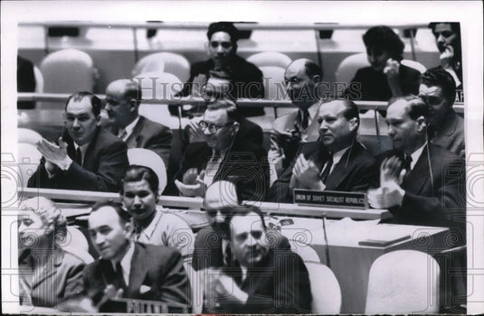1955 Press Photo NYC, Soviet UN delegation, Zarubin, Sobolev,Malik, Kuznetov