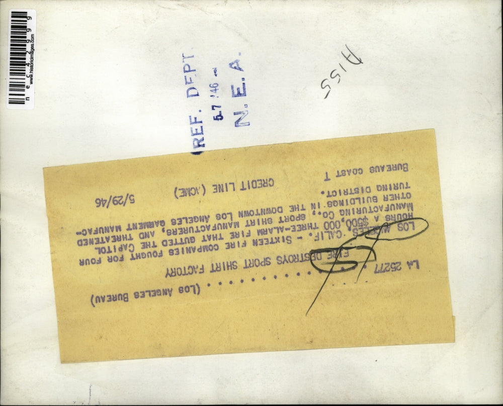 1946 Press Photo Capitol Manufacturing Company Fire