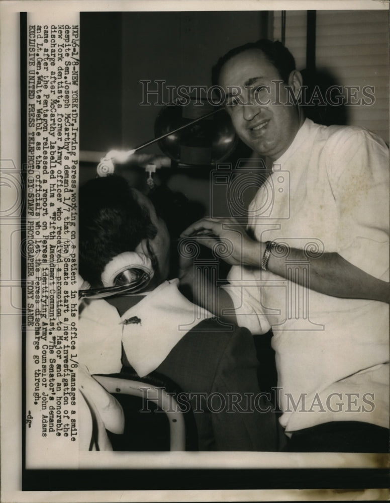 1955 Press Photo Dr.Irving Peress, New York Dentist and former Army Officer.- Historic Images