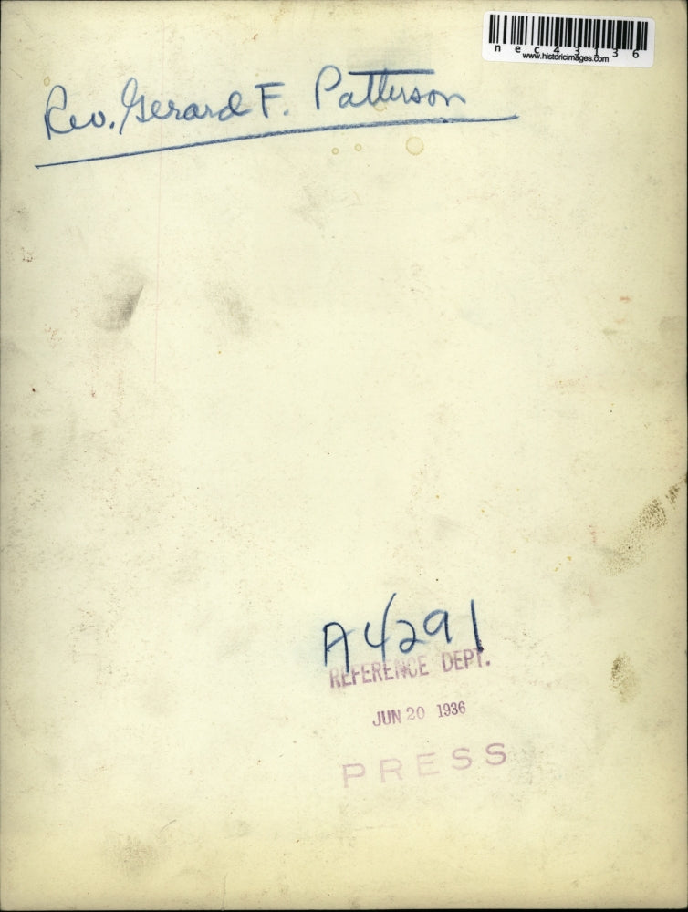 1936 Press Photo Reverend Gerard F Patterson Clergy Portrait