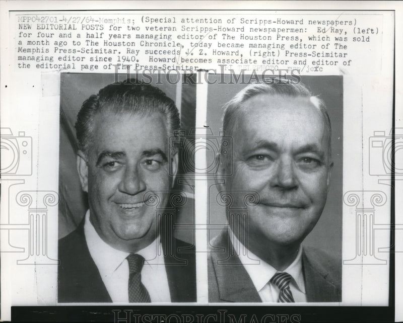 Load image into Gallery viewer, 1964 Press Photo Newspapermen Ed Ray and J.Z. Howard of Memphis Press-Scimitar
