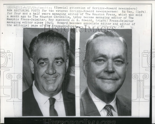 1964 Press Photo Newspapermen Ed Ray and J.Z. Howard of Memphis Press-Scimitar