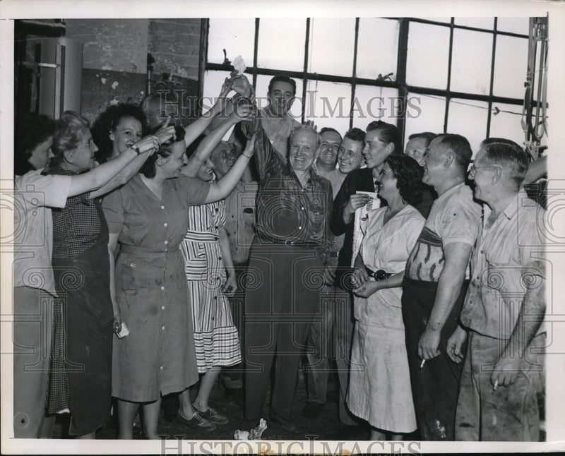 Load image into Gallery viewer, 1951 Press Photo Frank Rebholz Displays Lucky Ticket in Irish Sweepstakes
