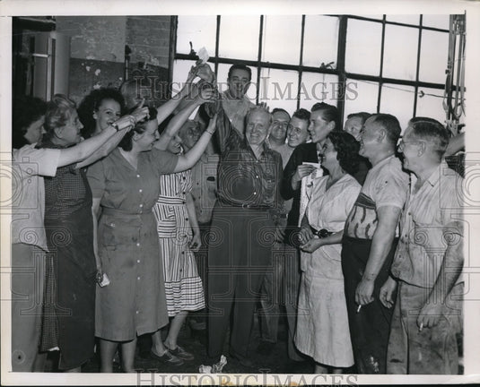 1951 Press Photo Frank Rebholz Displays Lucky Ticket in Irish Sweepstakes