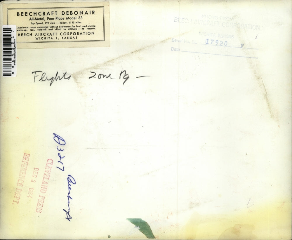 1964 Press Photo A Beechcraft Debonair in Flight