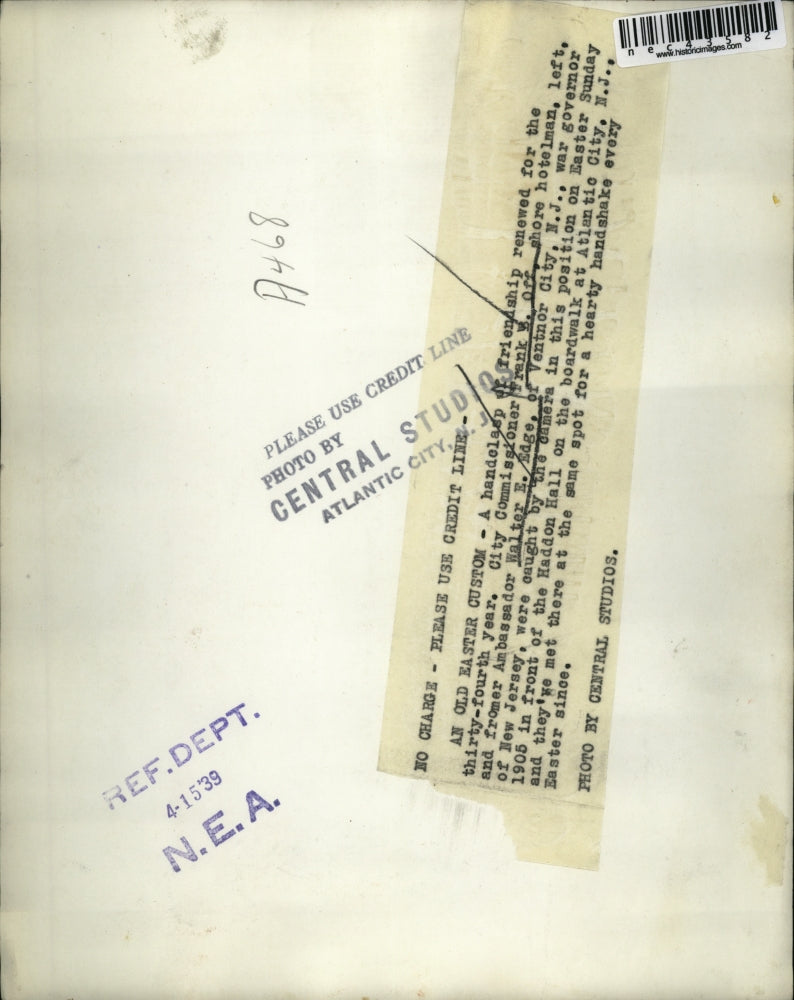 1939 Press Photo City Commissioner Frank B. Off and ex-Adm. Walter Edge