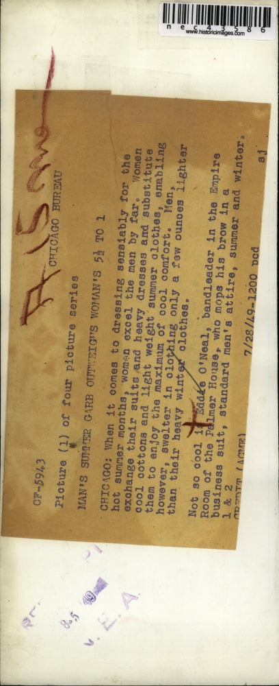 1949 Press Photo Bandleader, Eddie O'Neal in a business suit at the Palmer House