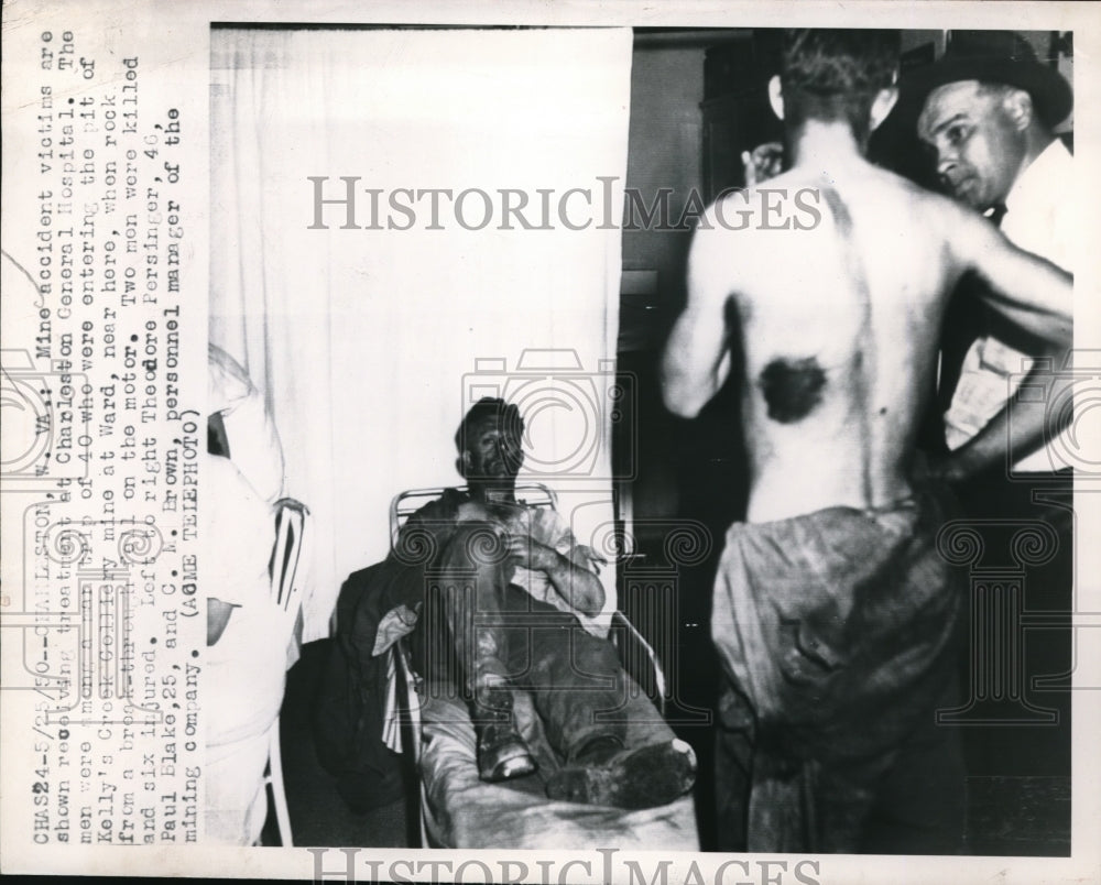 1950 Press Photo Miners Treated, Theodore Persinger, Paul Blake, C.M. Brown- Historic Images