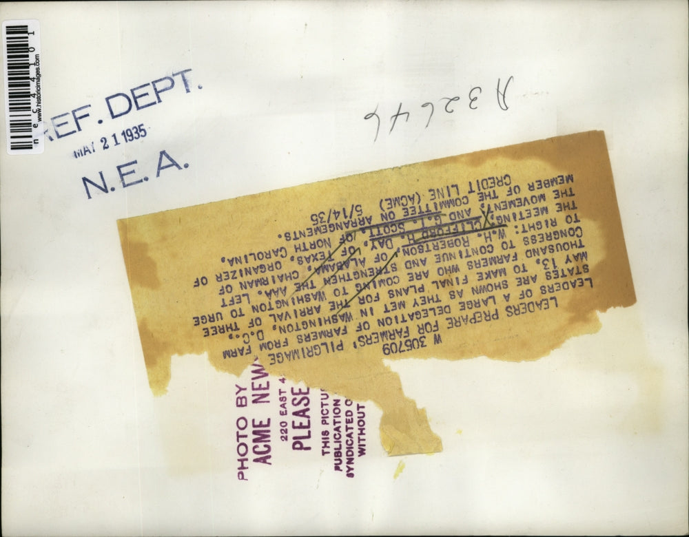 1935 Press Photo Farm Leaders Prepare for Farmers' Pilgrimage