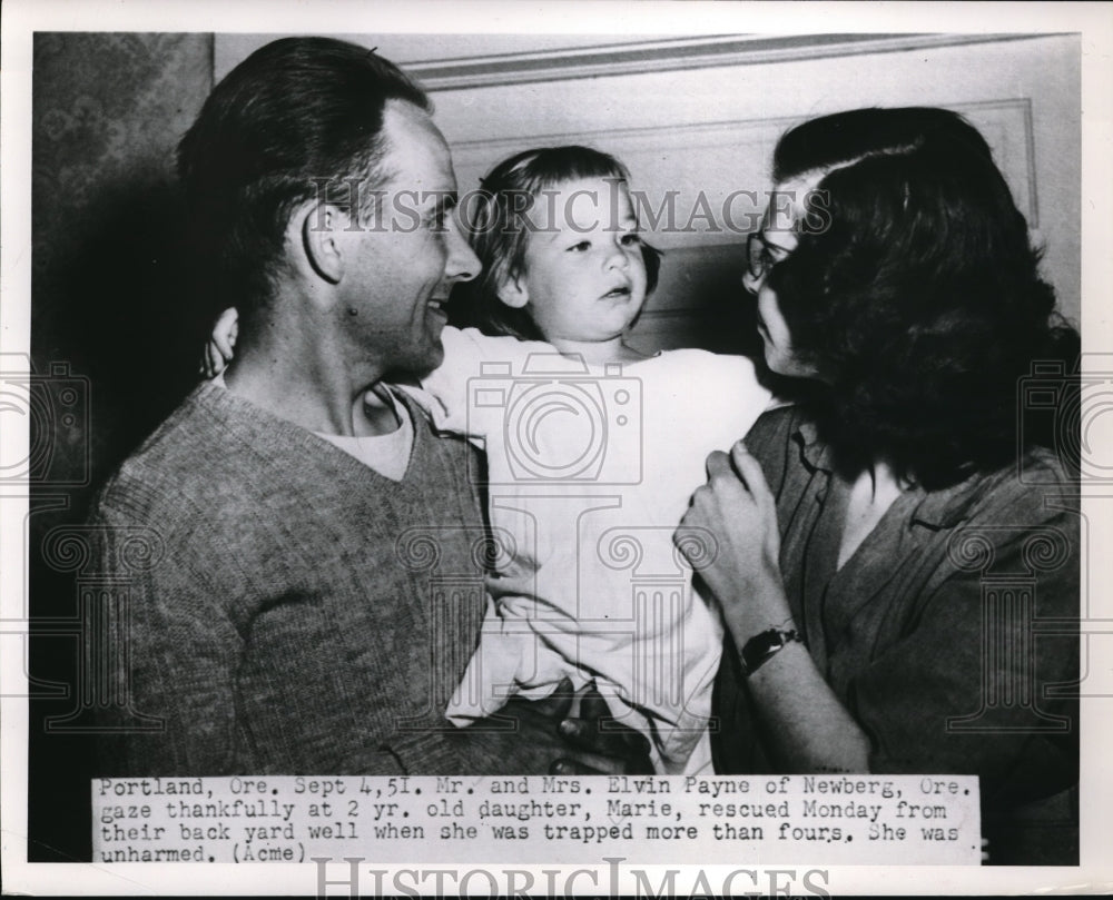 1951 Press Photo Payne Family Rejoices Over Child&#39;s Rescue from Well- Historic Images