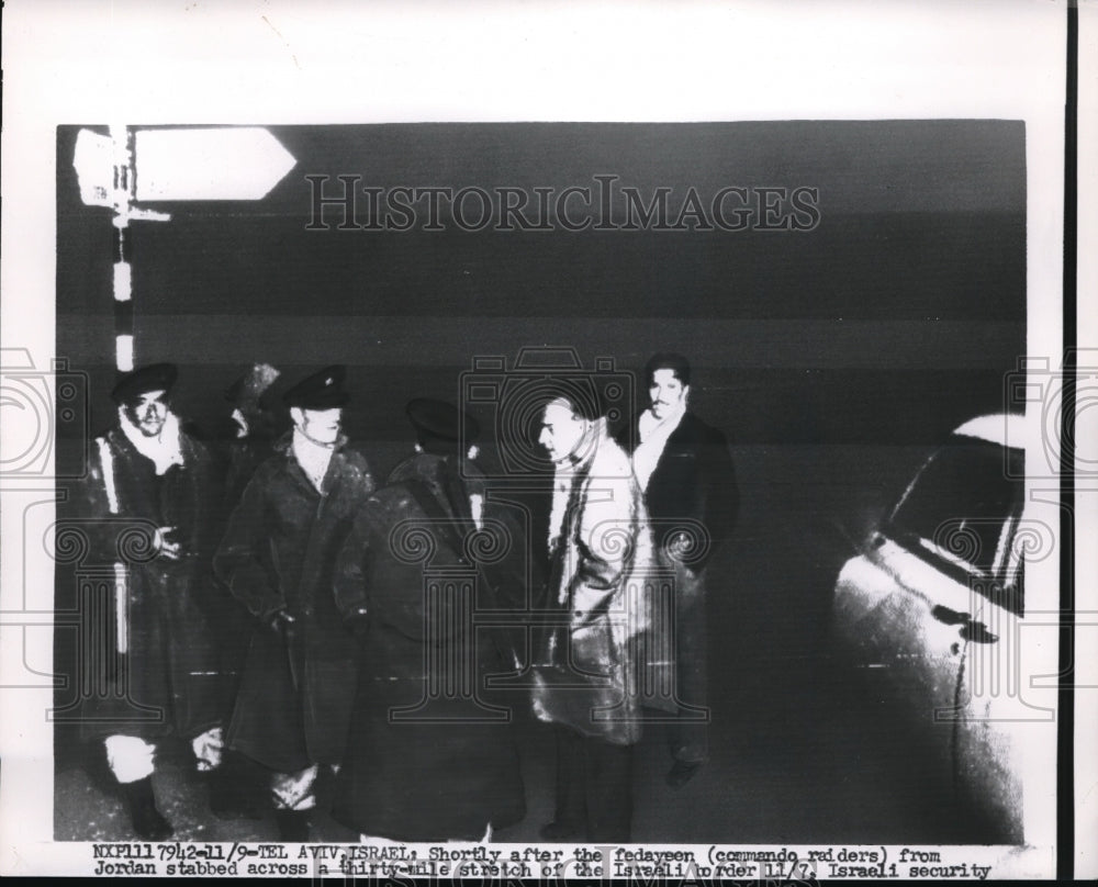 1956 Press Photo Commando Raiders From Jordan Across 30 Miles Israel - nec44201
