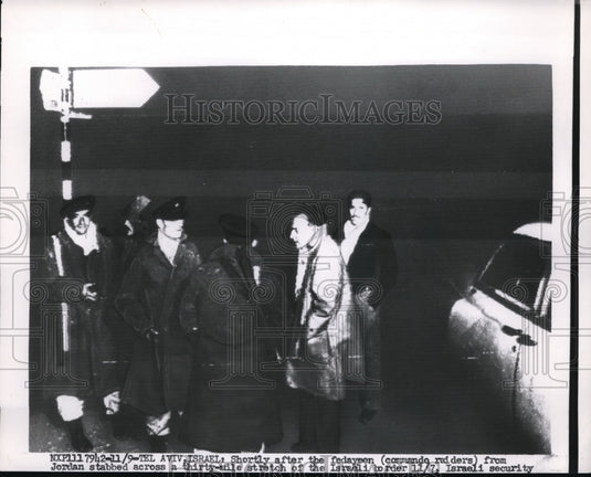 1956 Press Photo Commando Raiders From Jordan Across 30 Miles Israel - nec44201