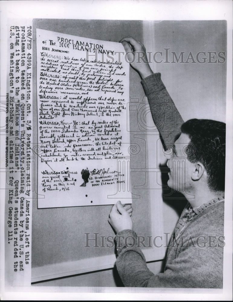 1956 Press Photo Kingston, Ontario school activities US vs Canada