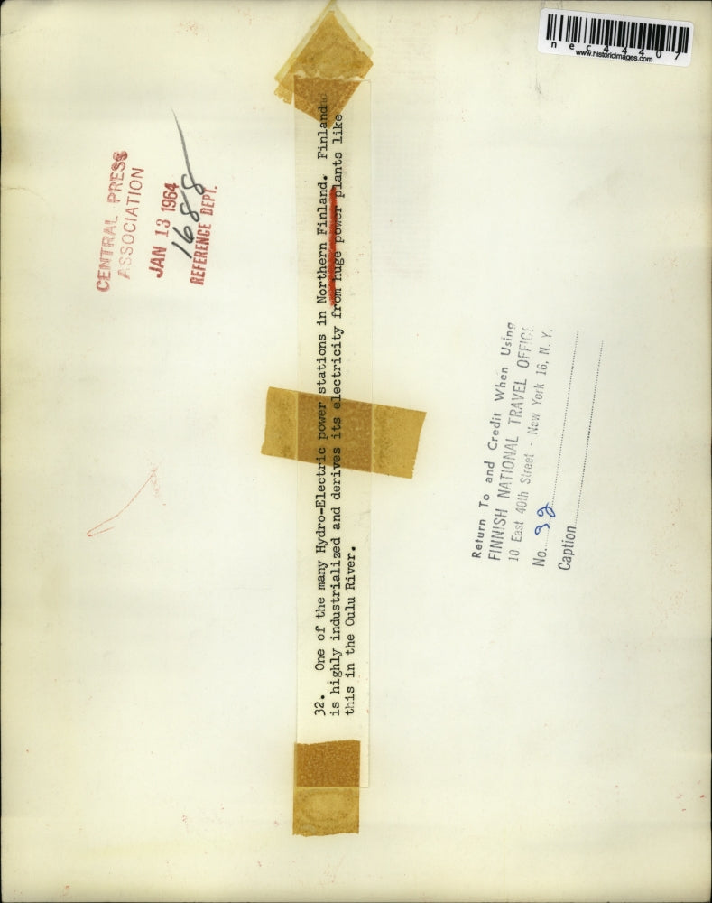 1964 Press Photo Hydro Electric Power station in Finland, Oulu River