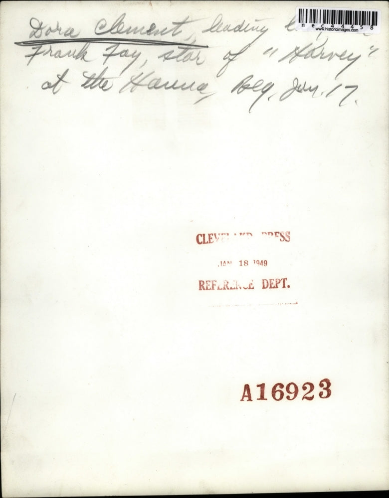 1949 Press Photo Dora Clement * Frank Fay Star of "Harvey"