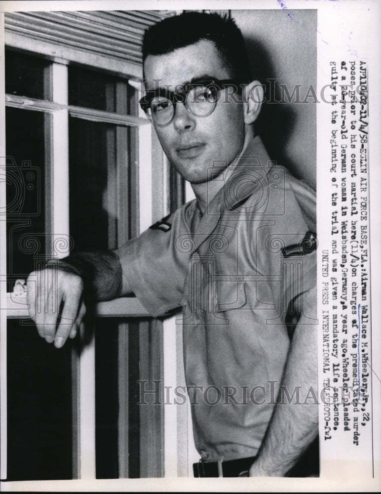 1958 Press Photo Airman Wallace Wheeler on court martial