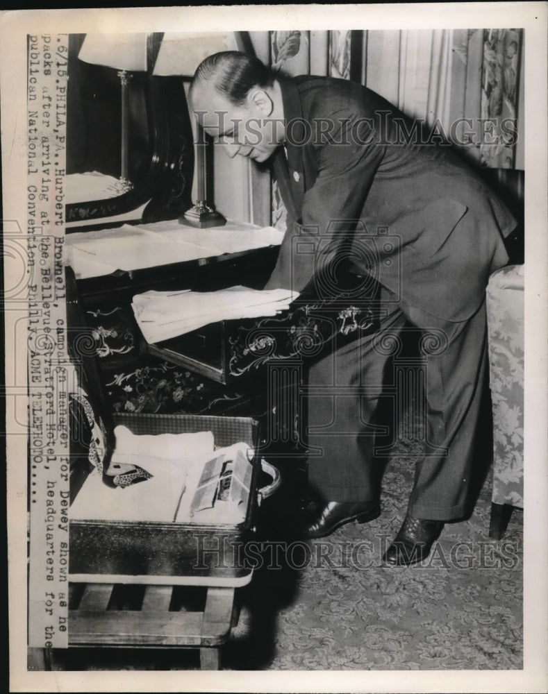 1948 Press Photo Hurbert Brownell, Campaign Manager for Dewey