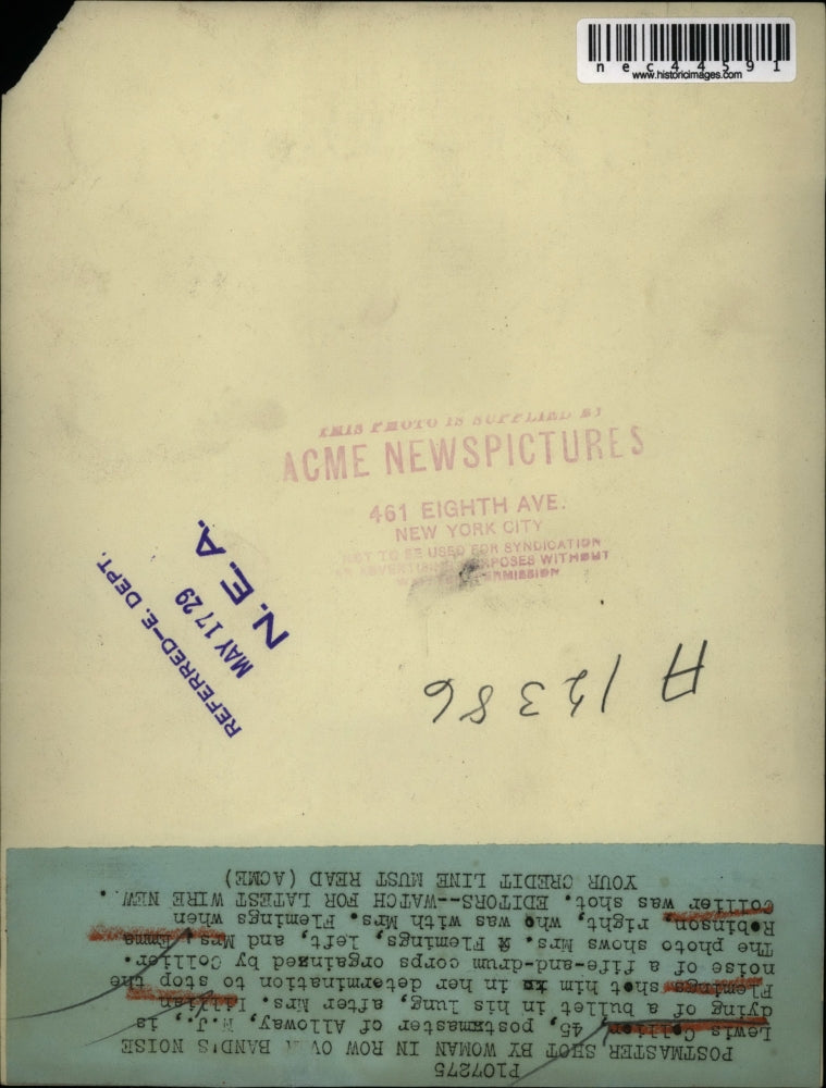 1929 Press Photo Lewis Callien, postmaster of Alloway shot by Lillian Fleming