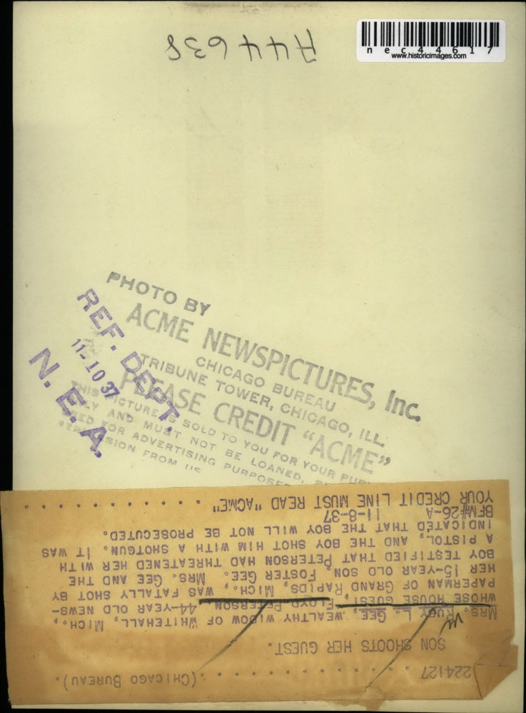 1937 Press Photo Mrs. Rudy Gee Whose House Guest Was Murdered