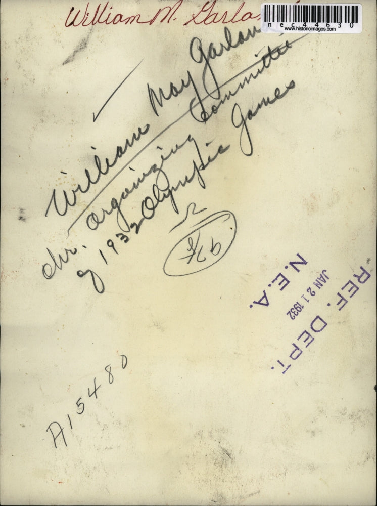 1932 Press Photo William May Garland, Olympic Games Committee - nec44630