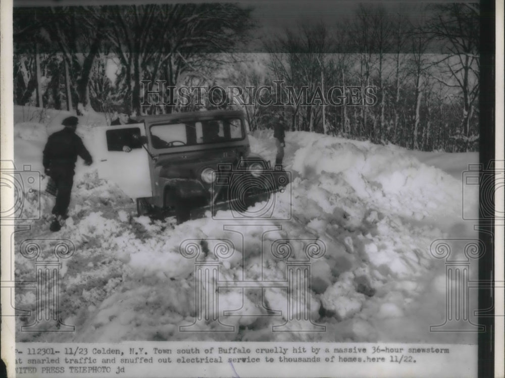 1957 Press Photo Scene from Celdon, NY after massive snow fall in the area- Historic Images