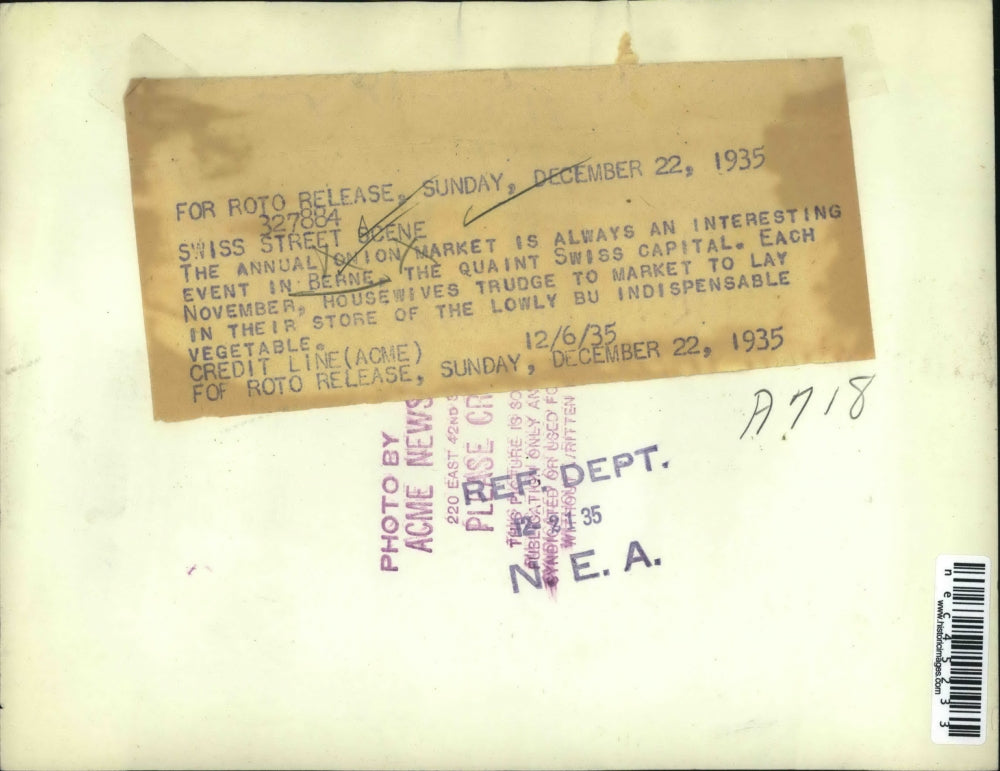 1935 Press Photo Annual Onion Market in Berne