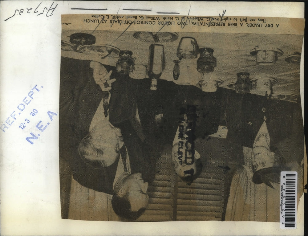 1940 Press Photo Eva Wheeler, B.C. Fields, William Bonelli, R.E. Collins