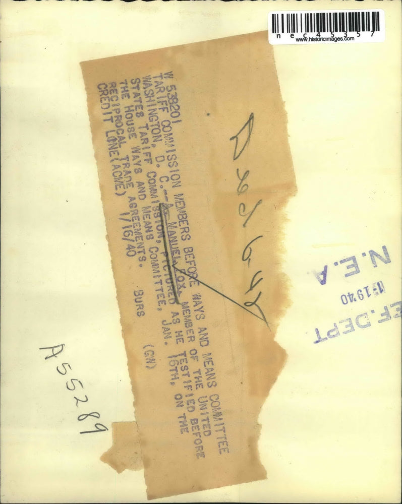 1940 Press Photo Tariff commission members before ways and means committee.