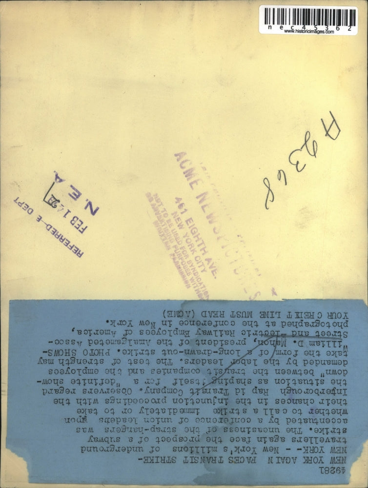 Load image into Gallery viewer, 1929 Press Photo New York again faces transit strike.
