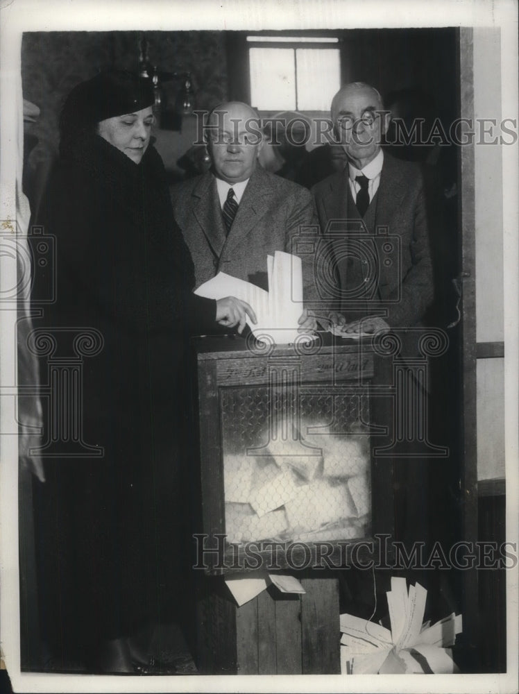 1931 Press Photo Ex Sen David Baird Jr, & Baird Sr, Ed Kelly at elections