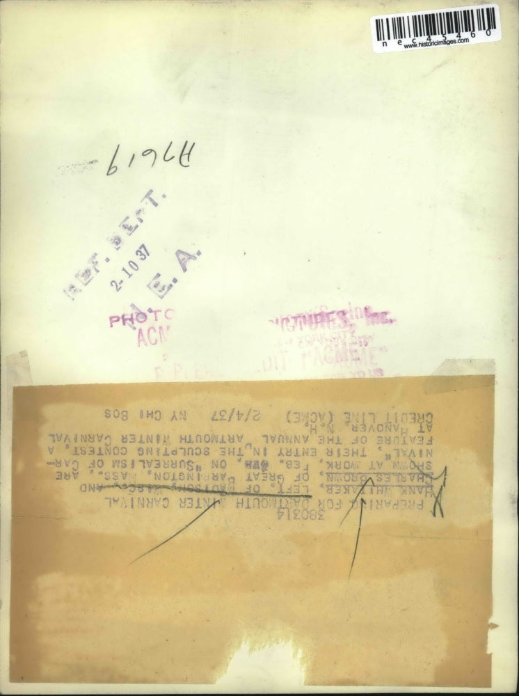 1937 Press Photo Dartmouth Winter Carnival Hank Whitiker