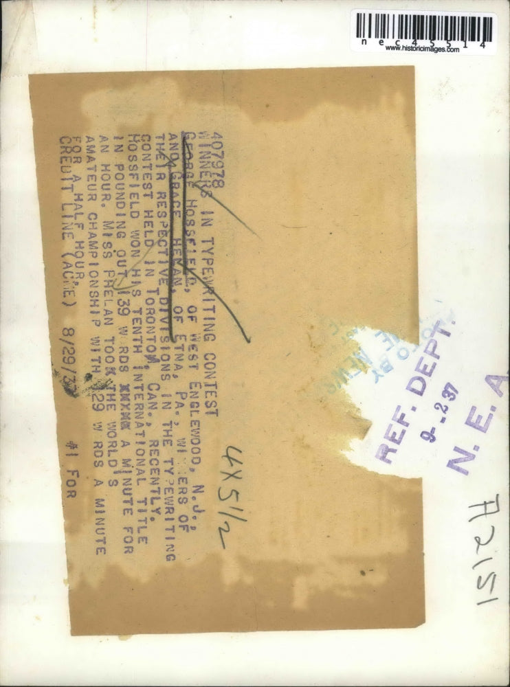 1937 Press Photo Winners of typing contest